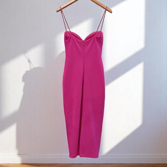 NWT Nookie Muse Bodycon Midi Dress in Neon Pink - Picture 3 of 9